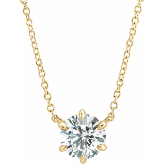 14K Gold Lab-Grown Diamond 6-Prong Claw Necklace Center
