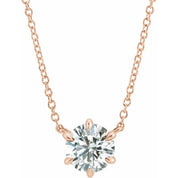 14K Gold Lab-Grown Diamond 6-Prong Claw Necklace Center