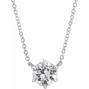 Sterling Silver Natural White Sapphire Solitaire 18" Necklace