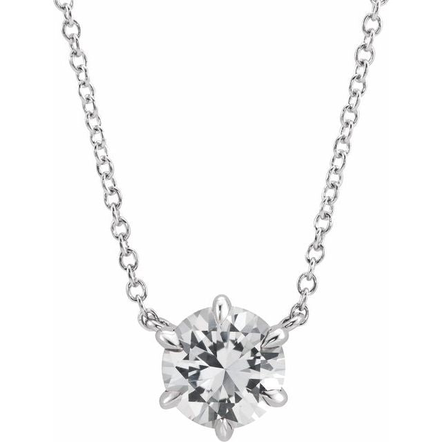 Sterling Silver Natural White Sapphire Solitaire 18" Necklace