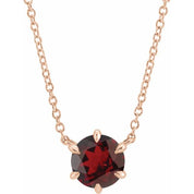14K Rose Natural Mozambique Garnet Solitaire 16" Necklace
