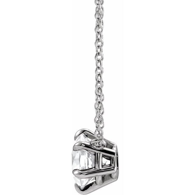 Sterling Silver Natural White Sapphire Solitaire 16" Necklace