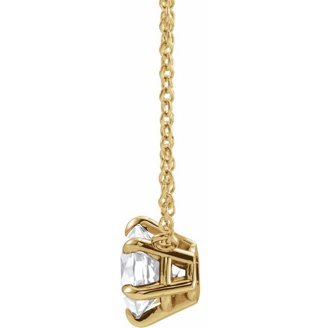 14K Yellow Natural White Sapphire Solitaire 16" Necklace