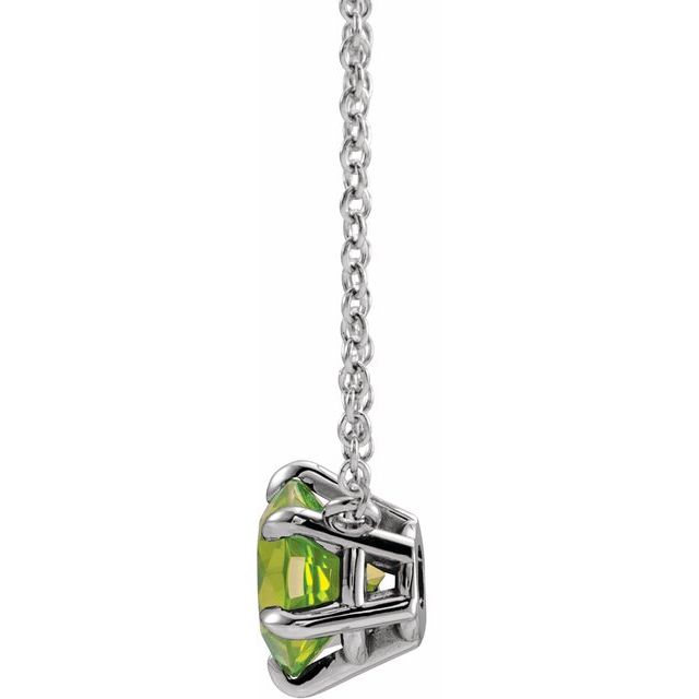 Sterling Silver Natural Peridot Solitaire 16" Necklace