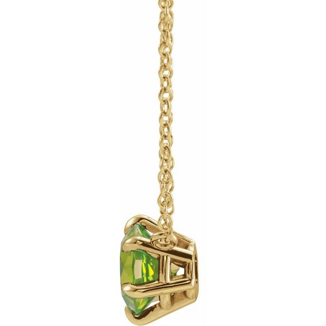 14K Yellow Natural Peridot Solitaire 16" Necklace