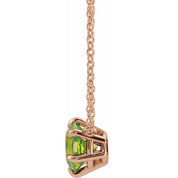 14K Rose Natural Peridot Solitaire 18" Necklace