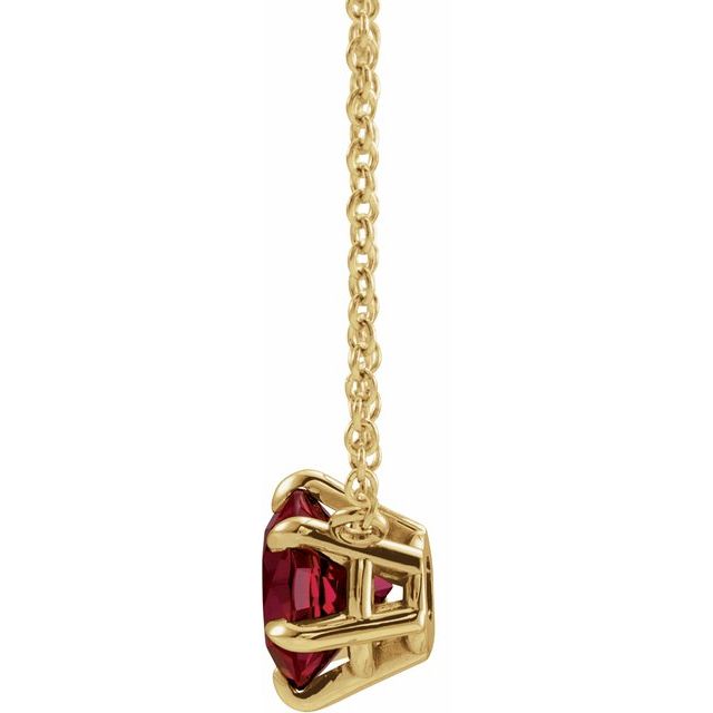 14K Yellow Natural Mozambique Garnet Solitaire 18" Necklace