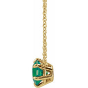14K Yellow Lab-Grown Emerald Solitaire 18" Necklace