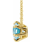 14K Yellow Natural Aquamarine Solitaire 18" Necklace