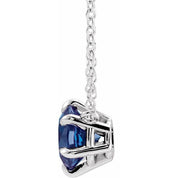 Sterling Silver Natural Blue Sapphire Solitaire 16" Necklace
