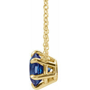 14K Yellow Natural Blue Sapphire Solitaire 18" Necklace