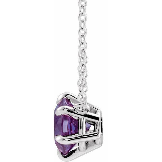 Sterling Silver Lab-Grown Alexandrite Solitaire 16" Necklace