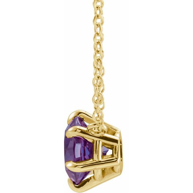 14K Yellow Lab-Grown Alexandrite Solitaire 16" Necklace