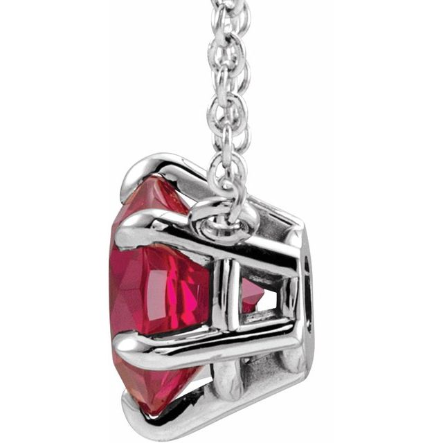 Platinum Natural Ruby Solitaire 16" Necklace