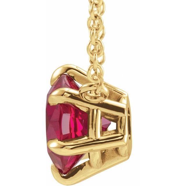 14K Yellow Natural Ruby Solitaire 16" Necklace