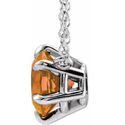 Sterling Silver Natural Citrine Solitaire 16" Necklace