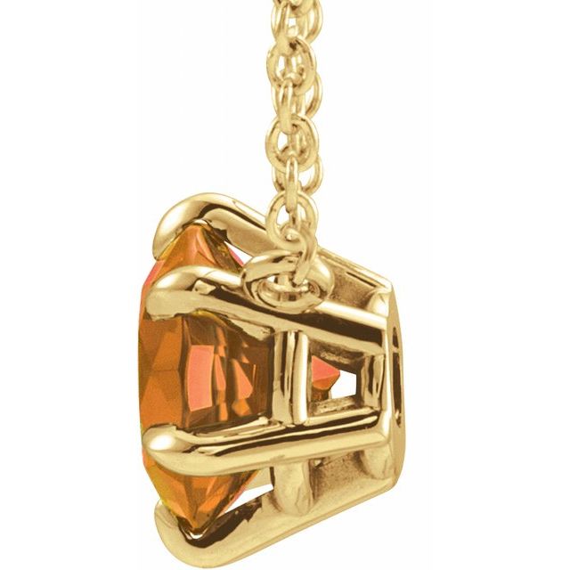 14K Yellow Natural Citrine Solitaire 16" Necklace