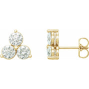 14K Yellow 1/4 CTW Lab-Grown Diamond Three-Stone Earrings