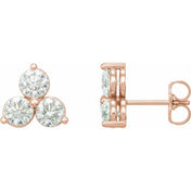 14K Rose 1/4 CTW Natural Diamond Three-Stone Earrings