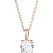 14K Rose 4 mm Natural White Sapphire 16-18" Necklace