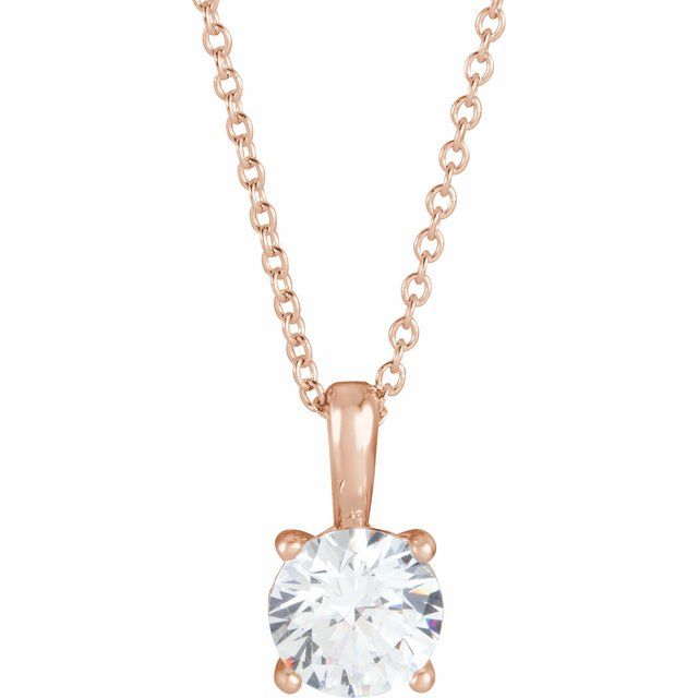 14K Rose 4 mm Natural White Sapphire 16-18" Necklace