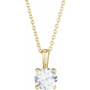 14K Yellow 5 mm Natural White Sapphire 16-18" Necklace