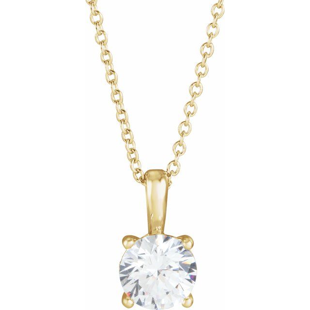 14K Yellow 5 mm Natural White Sapphire 16-18" Necklace