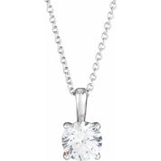 Sterling Silver 5 mm Natural White Sapphire 16-18" Necklace