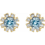 Lab-Grown Gemstone and Natural Diamond Snowflake Halo Stud Earrings Series 2000028