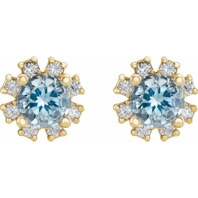 Lab-Grown Gemstone and Natural Diamond Snowflake Halo Stud Earrings Series 2000028