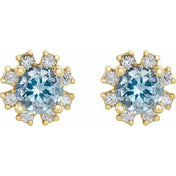 Lab-Grown Gemstone and Natural Diamond Snowflake Halo Stud Earrings Series 2000028