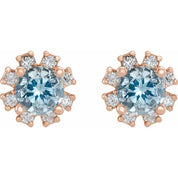 Lab-Grown Gemstone and Natural Diamond Snowflake Halo Stud Earrings Series 2000028