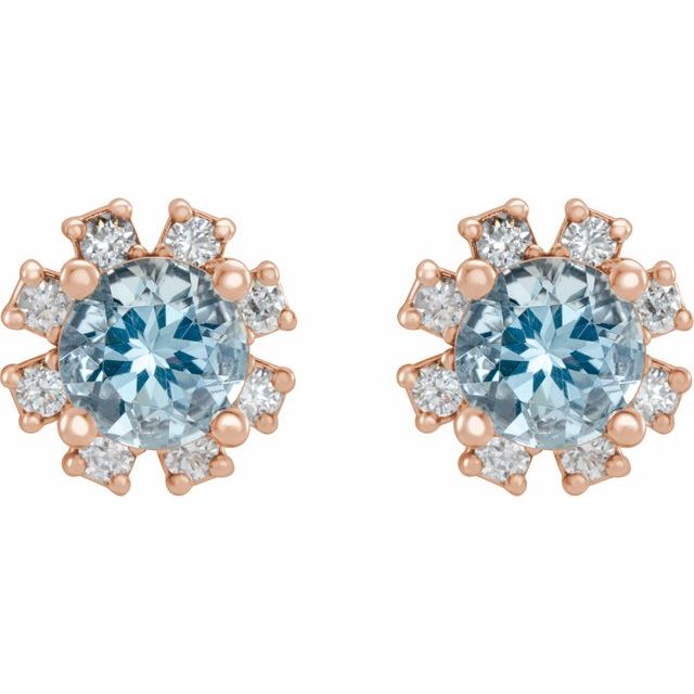 Lab-Grown Gemstone and Natural Diamond Snowflake Halo Stud Earrings Series 2000028