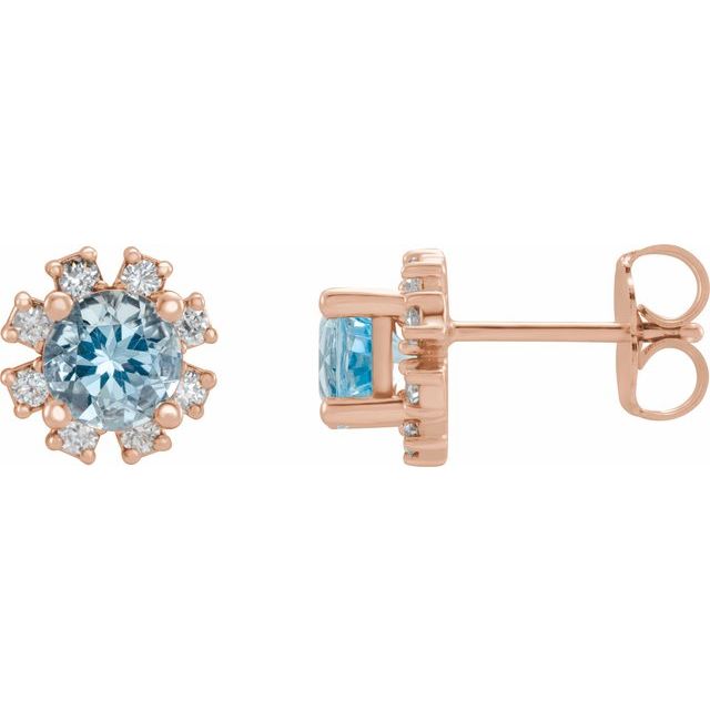 Lab-Grown Gemstone and Natural Diamond Snowflake Halo Stud Earrings Series 2000028