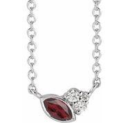 Sterling Silver Natural Mozambique Garnet & .03 CTW Natural Diamond 16" Necklace