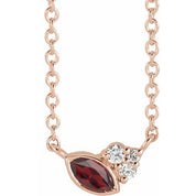 14K Rose Natural Mozambique Garnet & .03 CTW Natural Diamond 16" Necklace