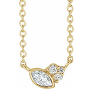 14K Yellow Natural White Sapphire & .03 CTW Natural Diamond 16" Necklace