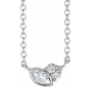 14K White Natural White Sapphire & .03 CTW Natural Diamond 18" Necklace