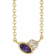14K Yellow Lab-Grown Alexandrite & .03 CTW Natural Diamond 16" Necklace