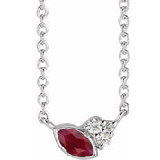 Sterling Silver Lab-Grown Ruby & .03 CTW Natural Diamond 16" Necklace