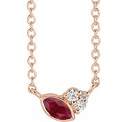 14K Rose Lab-Grown Ruby & .03 CTW Natural Diamond 18" Necklace
