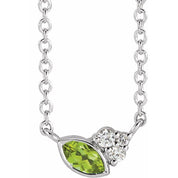 Sterling Silver Natural Peridot & .03 CTW Natural Diamond 16" Necklace