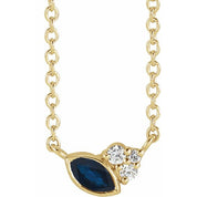 14K Yellow Natural Blue Sapphire & .03 CTW Natural Diamond 18" Necklace