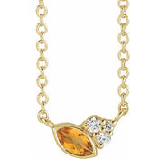 14K Yellow Natural Citrine & .03 CTW Natural Diamond 18" Necklace
