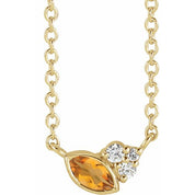 14K Yellow Natural Citrine & .03 CTW Natural Diamond 16" Necklace
