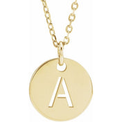 14K Yellow Gold Initial Necklace with 16-18" Adjustable Chain
