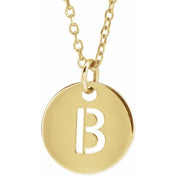14K Yellow Gold Initial Necklace with 16-18" Adjustable Chain