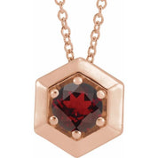 14K Rose Natural Mozambique Garnet Geometric 16-18" Necklace