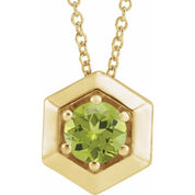 14K Yellow Natural Peridot Geometric 16-18" Necklace