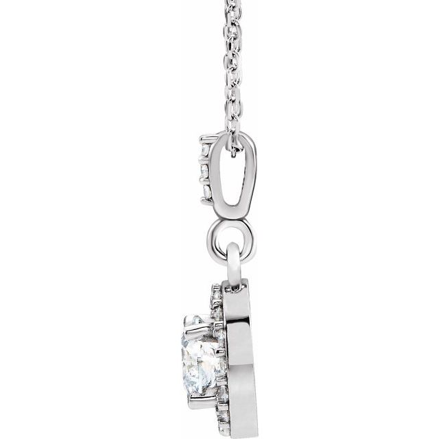 14K White 5/8 CTW Natural Diamond Halo-Style 18" Necklace